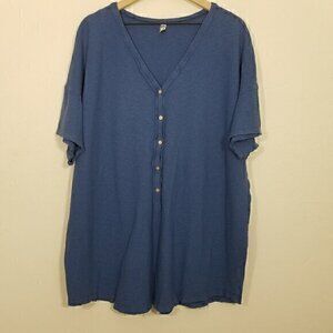 Free People Intimately Oversized Top/Dress Blue Shorts Sleeves‎ Size M